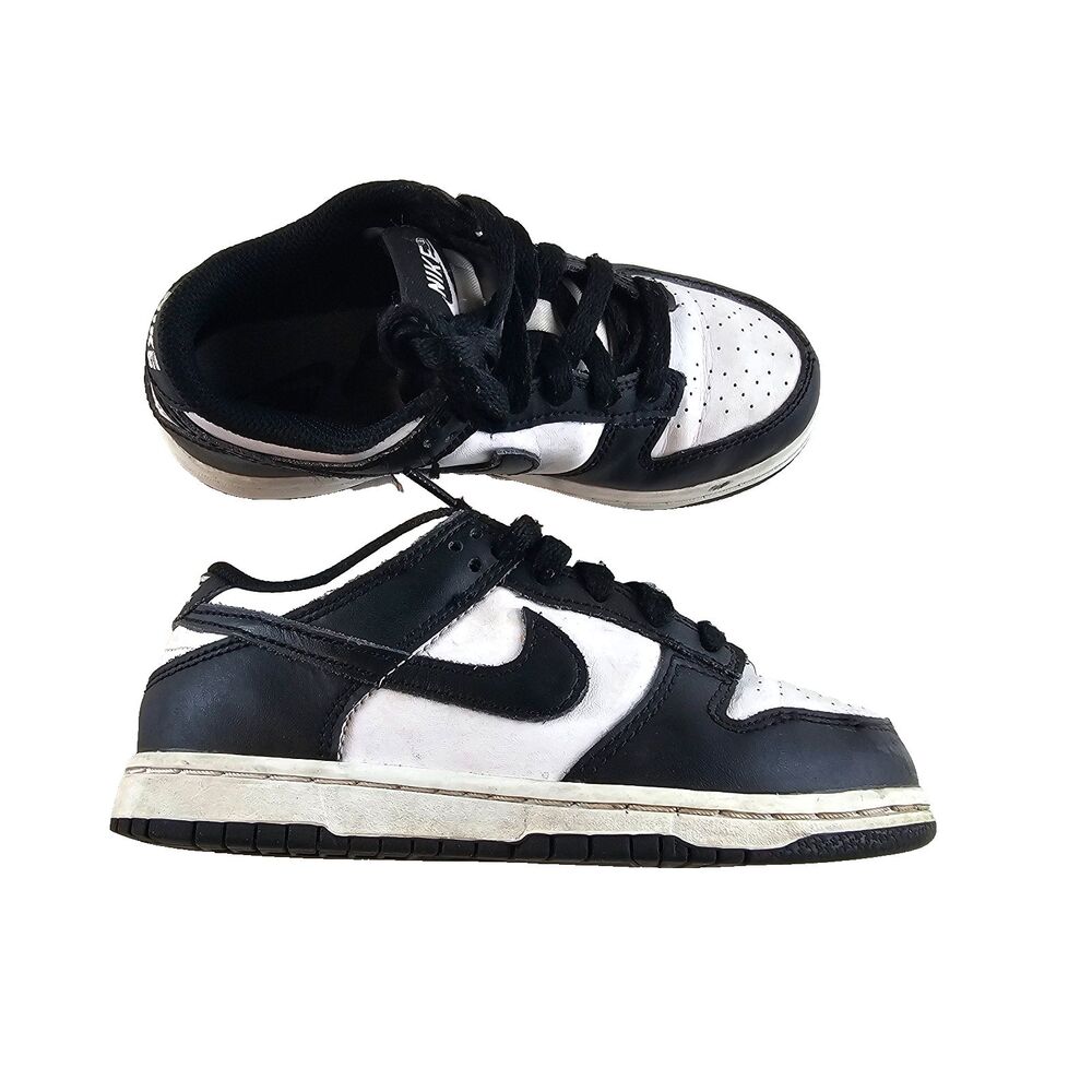 Nike Dunk Low Retro Kids 13C Black White Panda PS Leather Sneakers Shoes